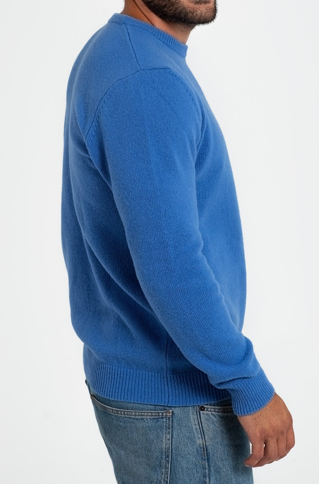 PLAIN JERSEY 100% MERINO WOOL BLUE