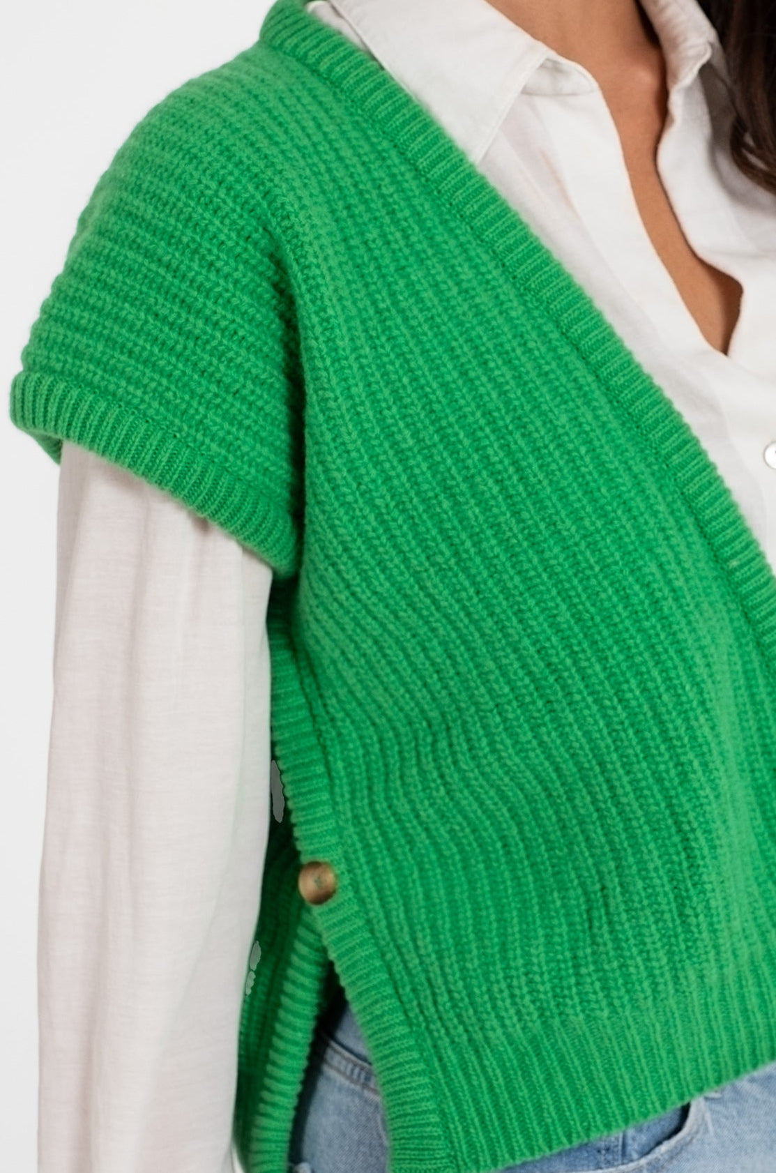 PEARL VEST 100% WOOL GREEN