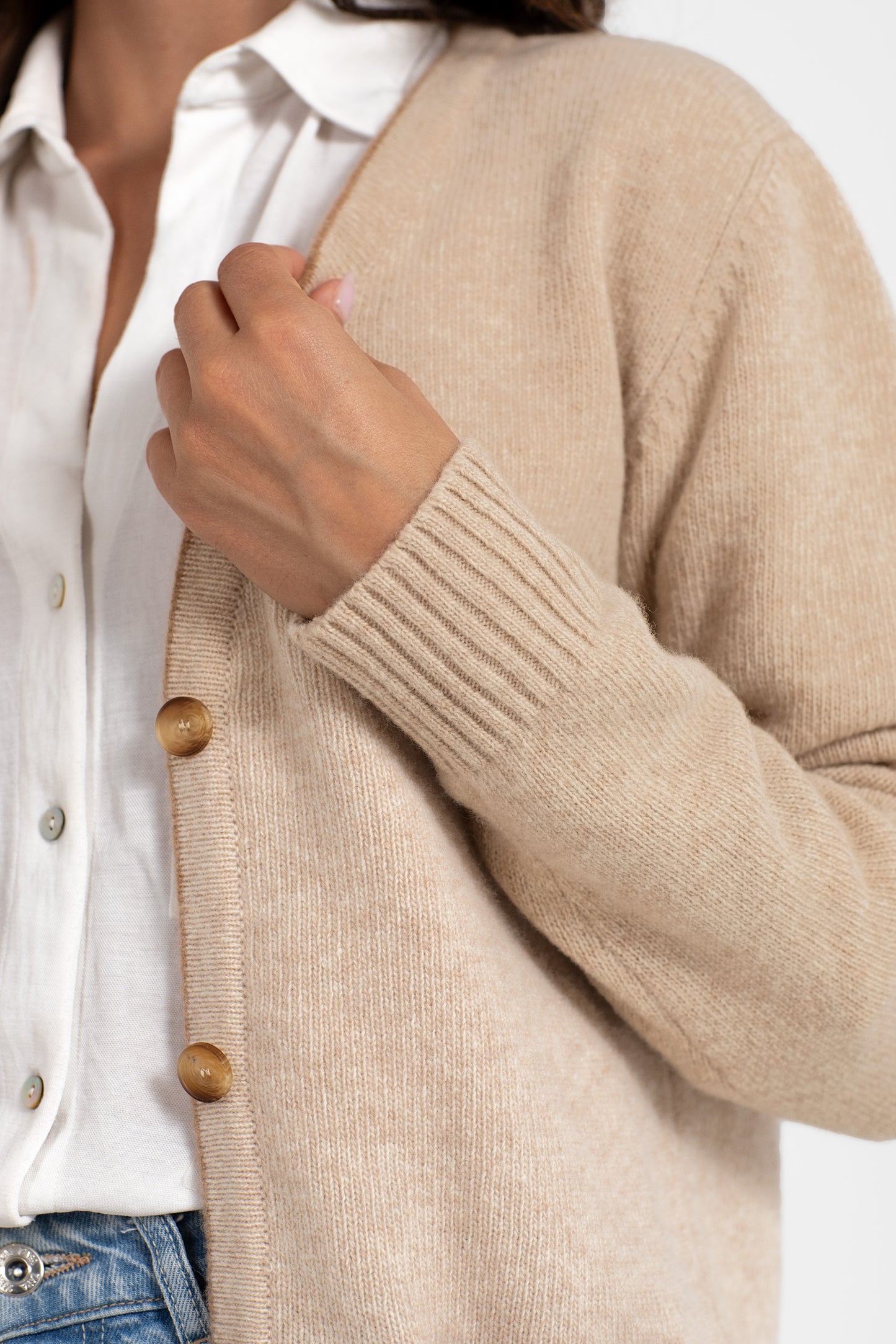 BEIGE PERLENBAND 100% WOLLE