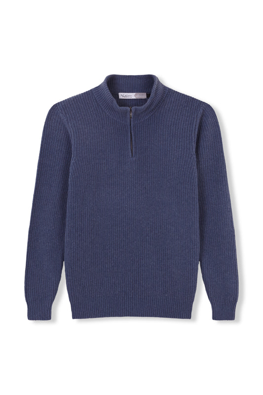 JERSEY MEDIA CREMALLERA 100% LANA AZUL