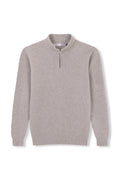 100 % Woll-Pullover mit halbem Reißverschluss, Grau