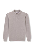 100 % Woll-Pullover mit halbem Reißverschluss, Grau