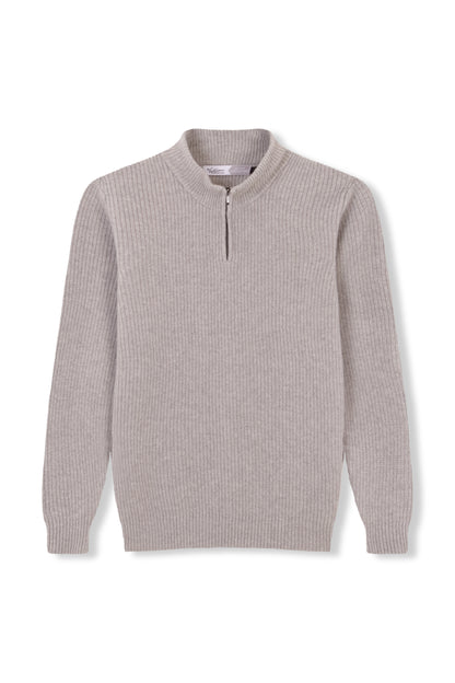 JERSEY MEDIA CREMALLERA 100% LANA GRIS