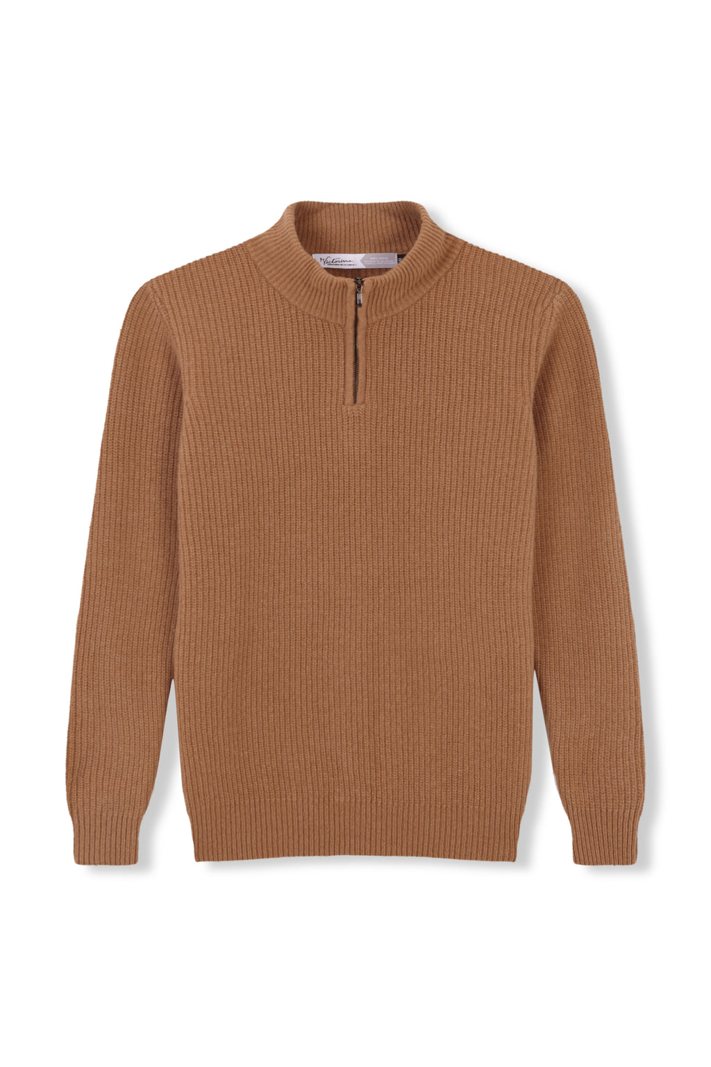 100 % WOLLE, HALBREISSVERSCHLUSS-PULLOVER, BRAUN