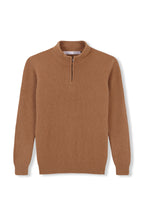 100 % WOLLE, HALBREISSVERSCHLUSS-PULLOVER, BRAUN