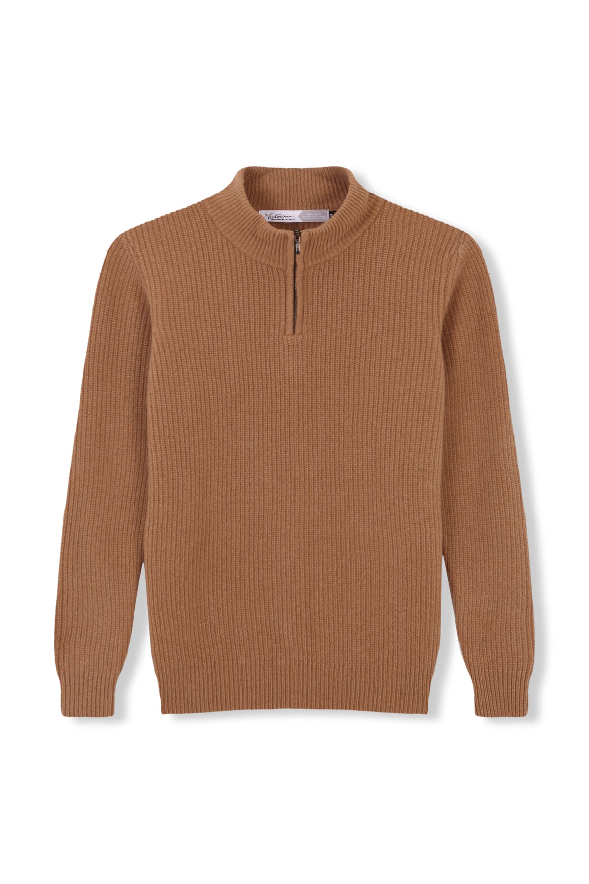 100 % WOLLE, HALBREISSVERSCHLUSS-PULLOVER, BRAUN