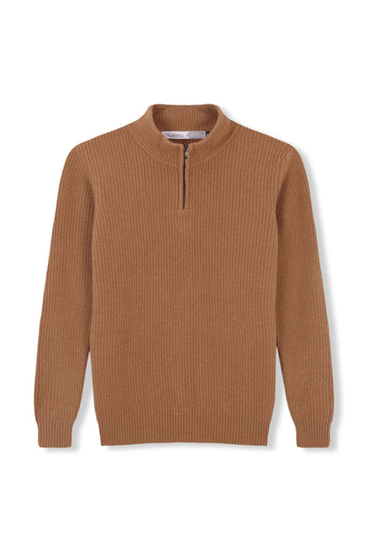 JERSEY MEDIA CREMALLERA 100% LANA MARRÓN