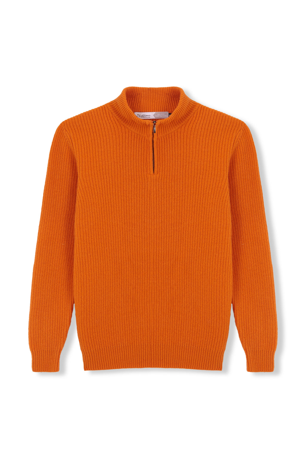 Pullover mit halbem Reißverschluss aus 100 % Wolle, Orange
