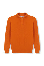 Pullover mit halbem Reißverschluss aus 100 % Wolle, Orange