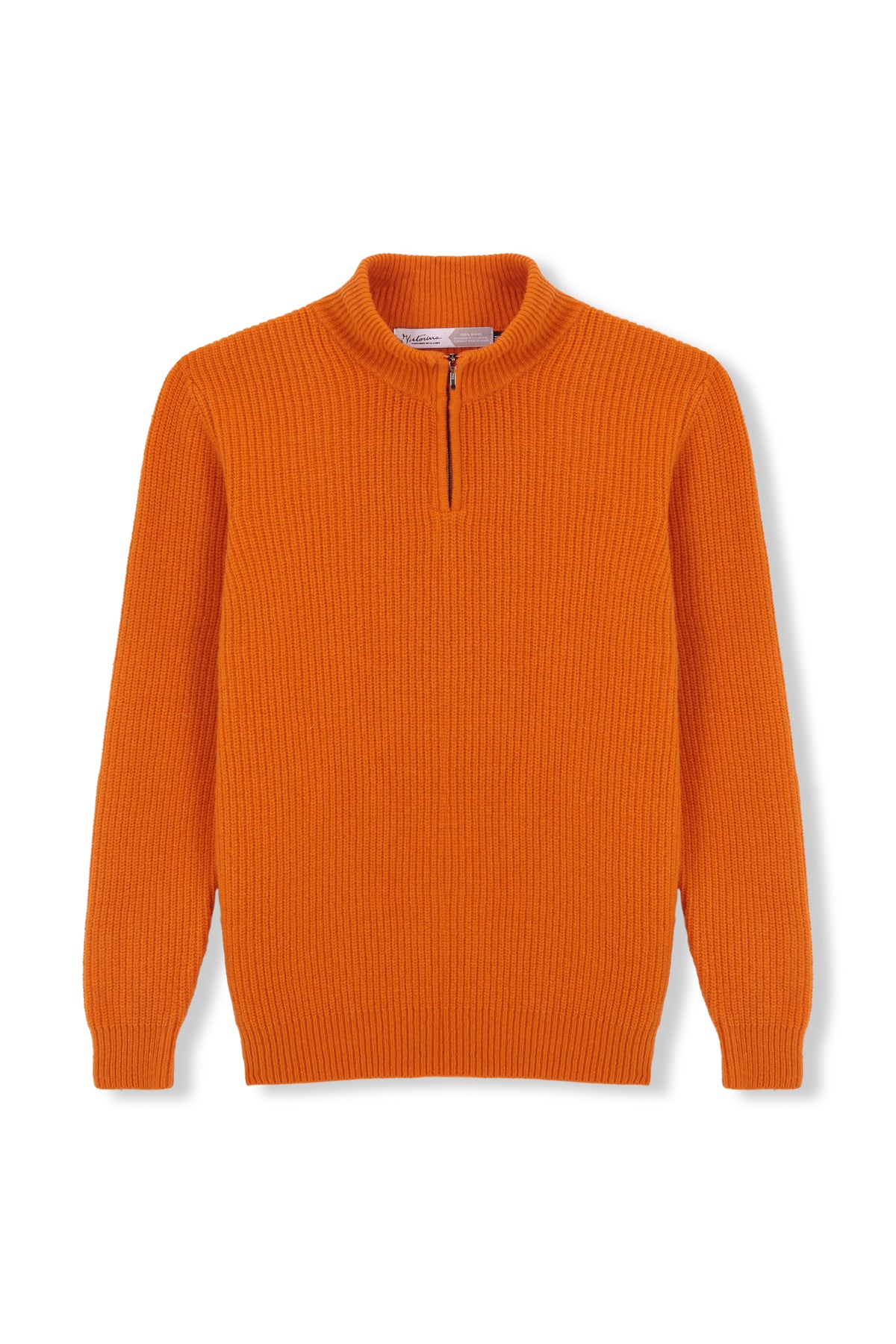 Pullover mit halbem Reißverschluss aus 100 % Wolle, Orange