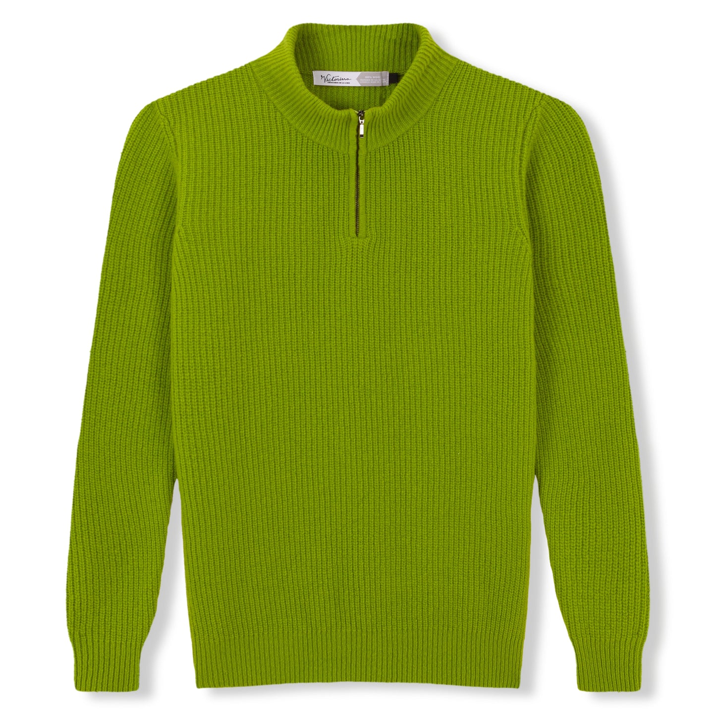 Pistachio 100% Wool Half-Zip Sweater