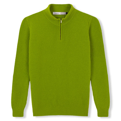 Pistachio 100% Wool Half-Zip Sweater