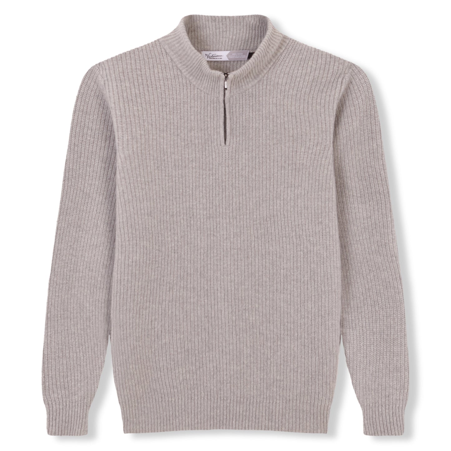 JERSEY MEDIA CREMALLERA 100% LANA GRIS