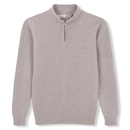 JERSEY MEDIA CREMALLERA 100% LANA GRIS