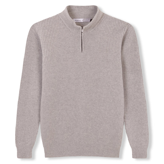 JERSEY MEDIA CREMALLERA 100% LANA GRIS