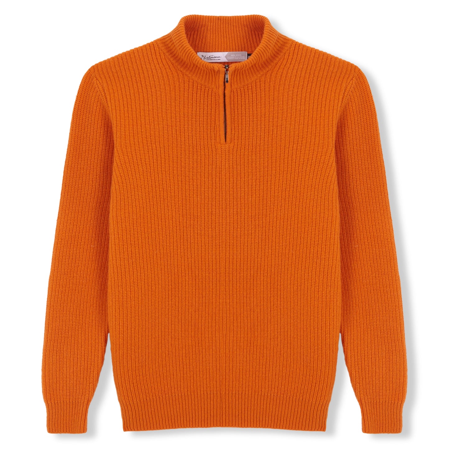 JERSEY MEDIA CREMALLERA 100% LANA NARANJA