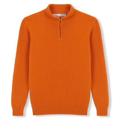 JERSEY MEDIA CREMALLERA 100% LANA NARANJA