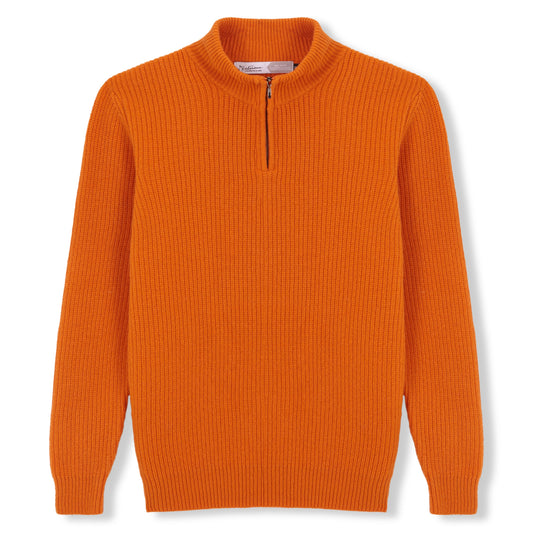 JERSEY MEDIA CREMALLERA 100% LANA NARANJA