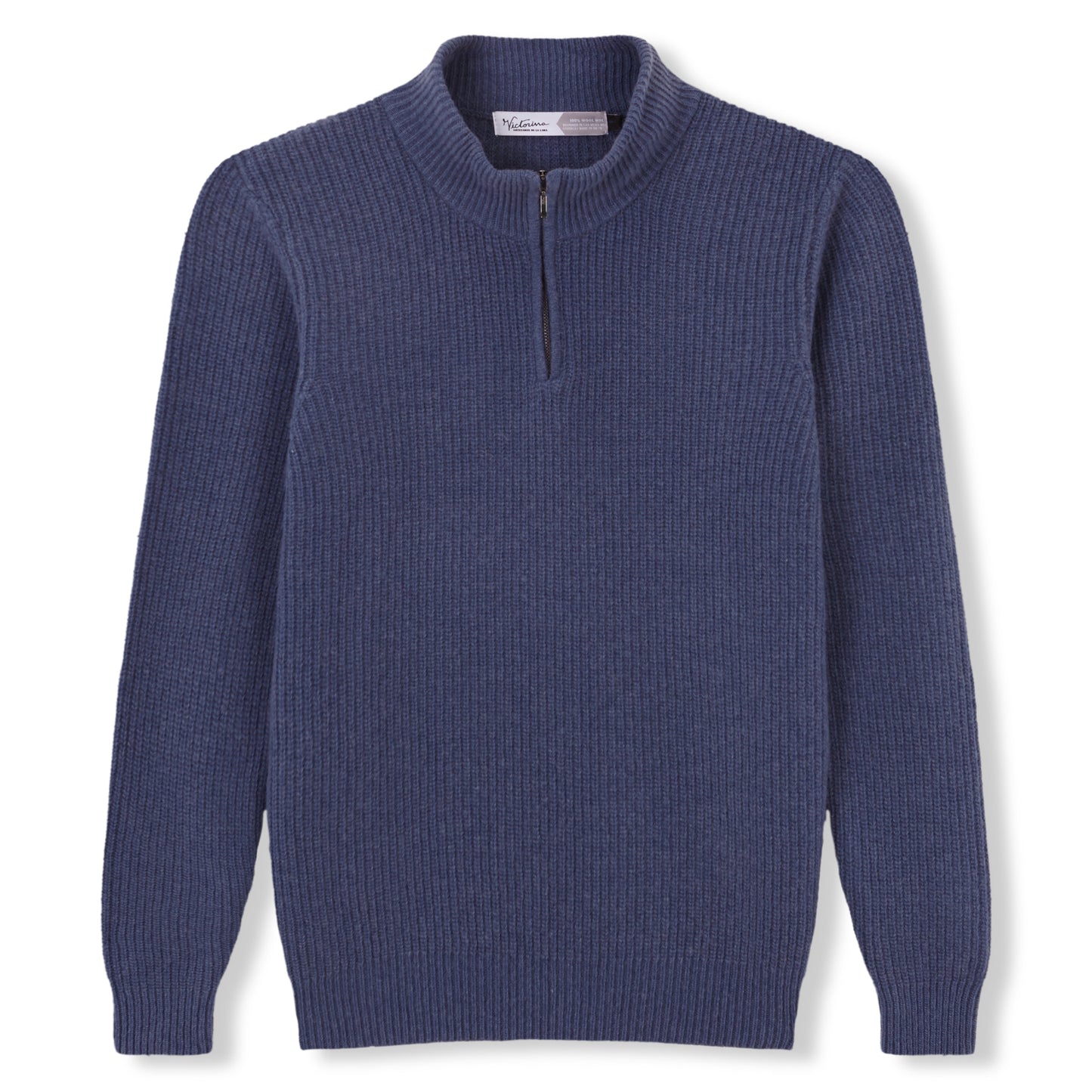JERSEY MEDIA CREMALLERA 100% LANA AZUL