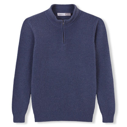 JERSEY MEDIA CREMALLERA 100% LANA AZUL