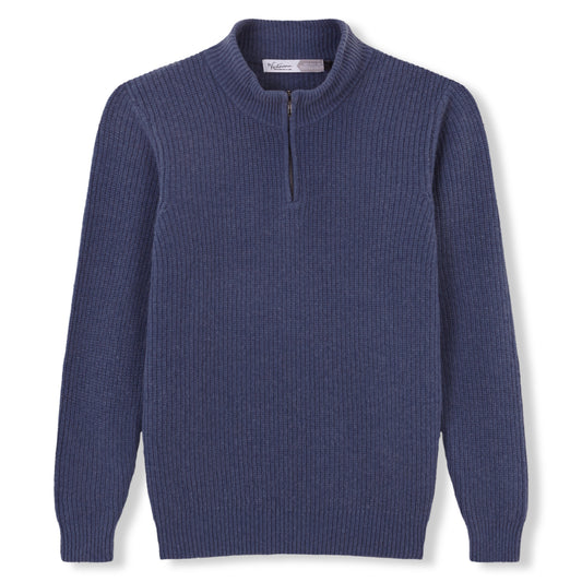 JERSEY MEDIA CREMALLERA 100% LANA AZUL