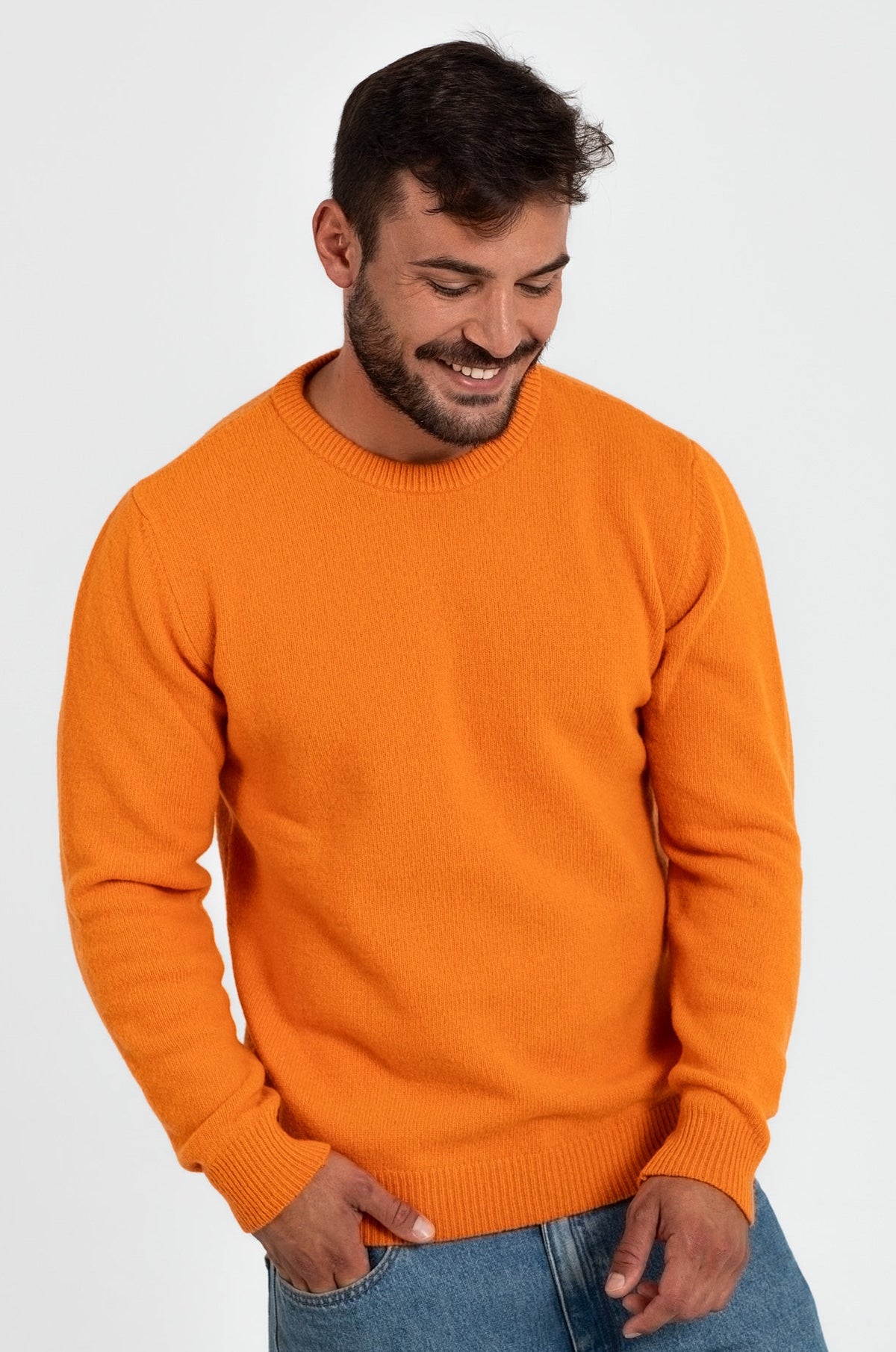 EINFACHER JERSEY-STOFF AUS 100 % MERINOWOLLE, ORANGE