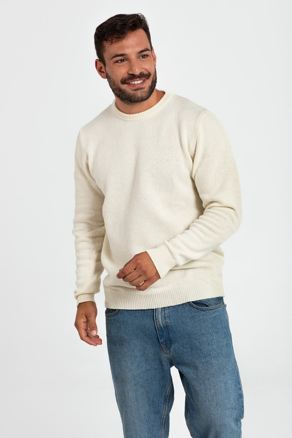 JERSEY LISO 100% LANA MERINO BLANCO