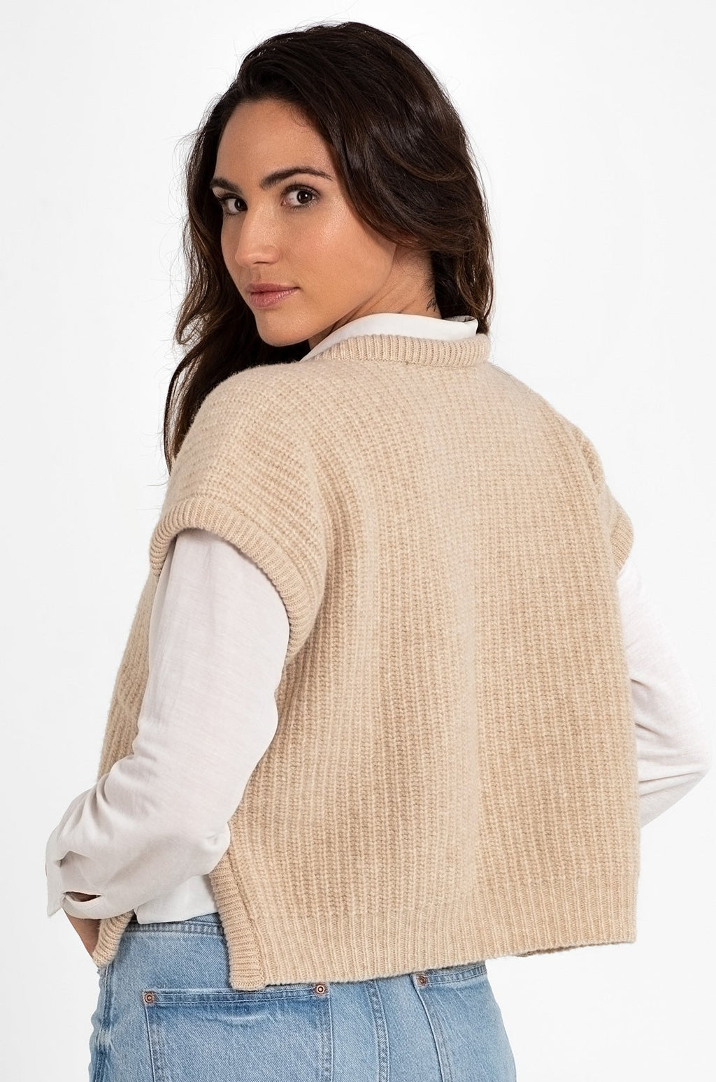 CHALECO 100% LANA BEIGE
