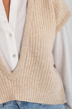 CHALECO 100% LANA BEIGE
