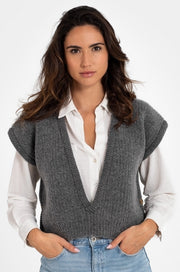 CHALECO 100% LANA GRIS