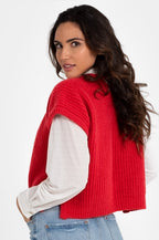 CHALECO 100% LANA CORAL