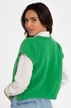 CHALECO PERLADO 100% LANA VERDE