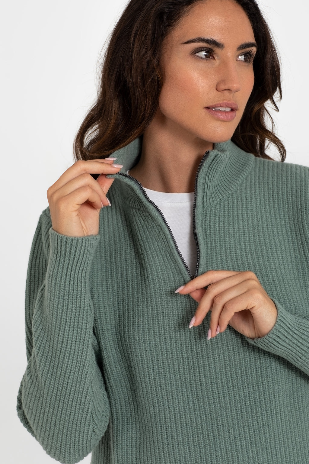 STRICKJACKE MIT REISSVERSCHLUSS 100% WOLLE MINZE
