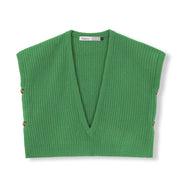 CHALECO PERLADO 100% LANA VERDE