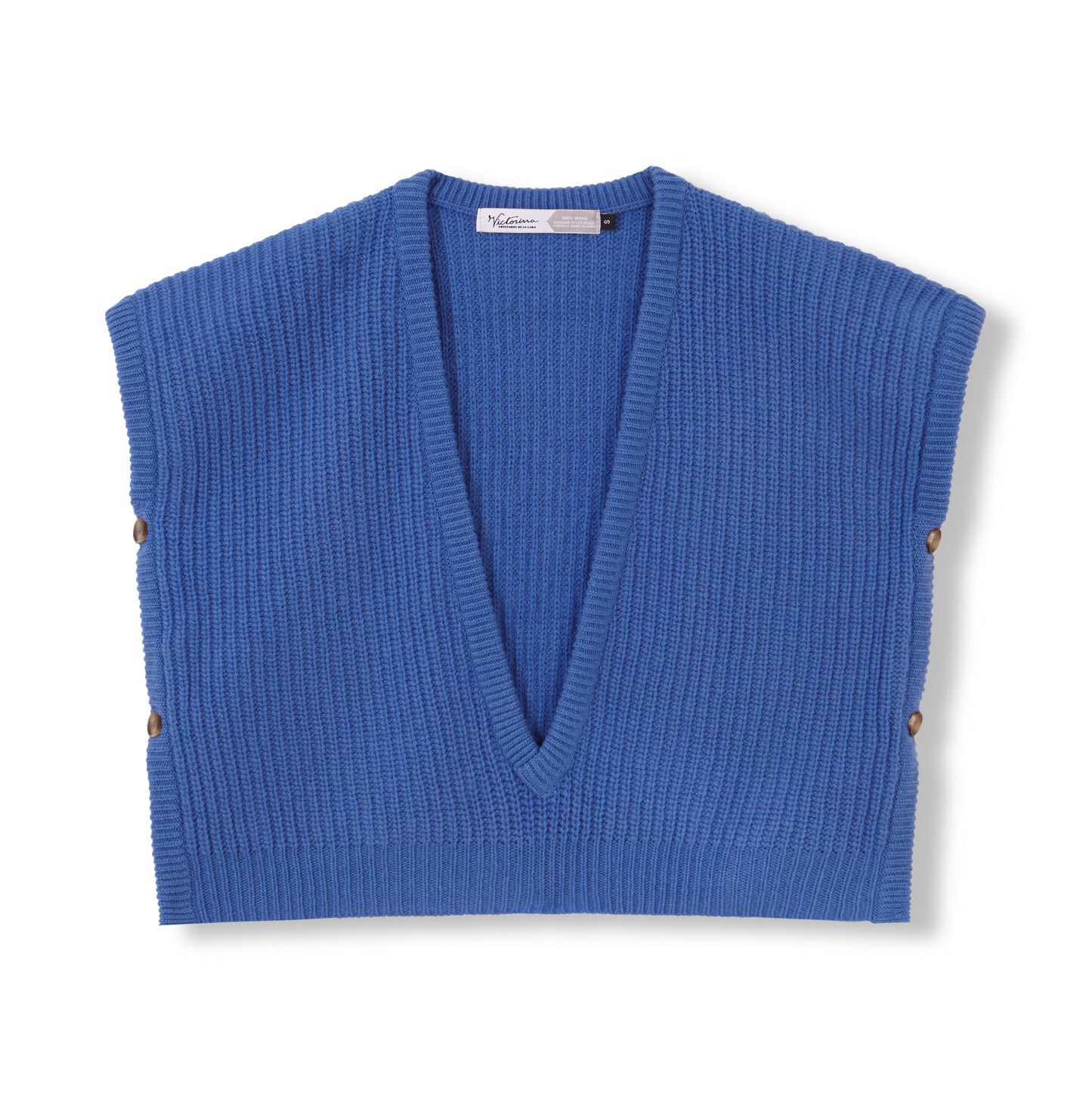 CHALECO PERLADO 100% LANA AZUL