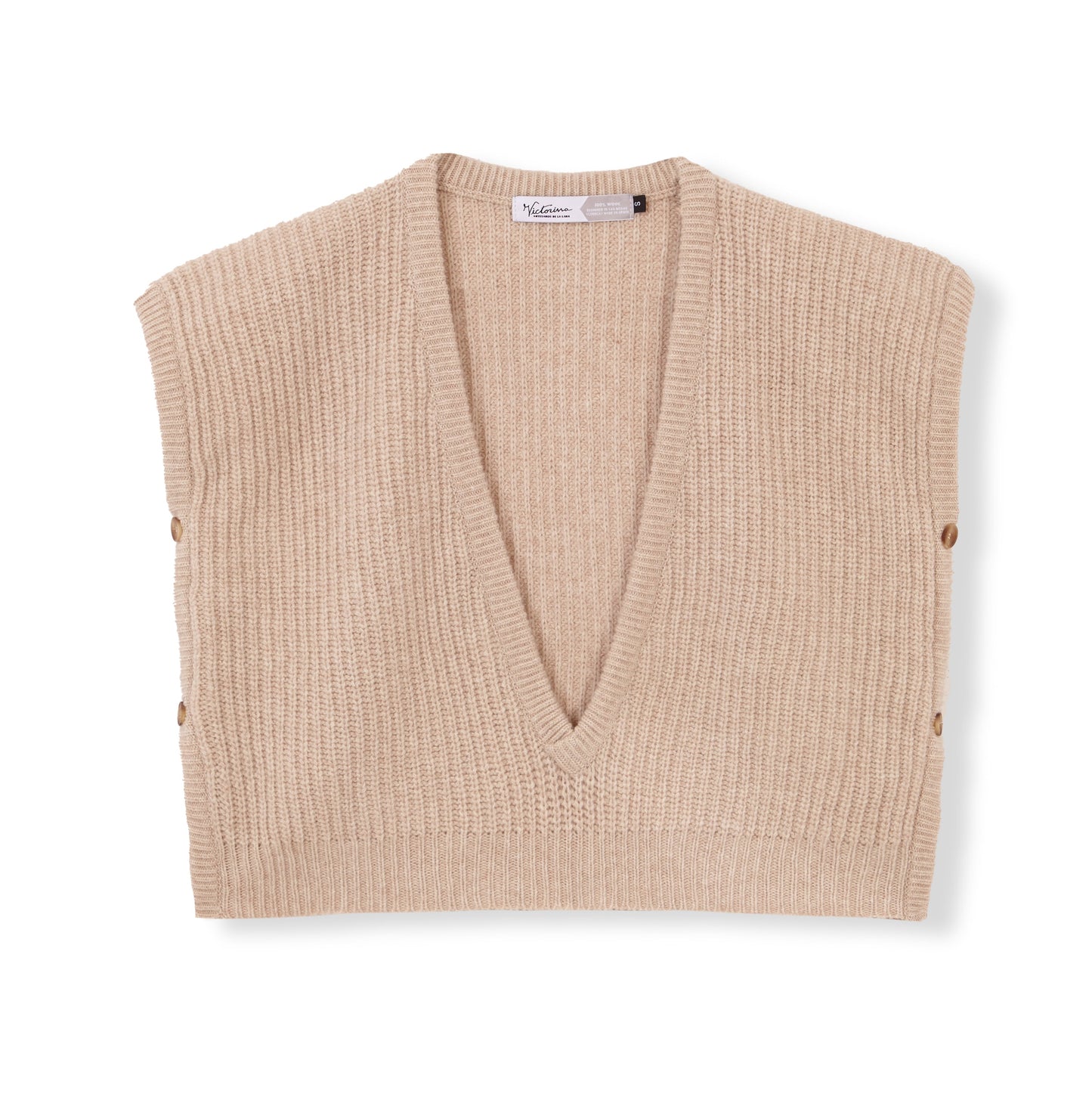 CHALECO PERLADO 100% LANA BEIGE