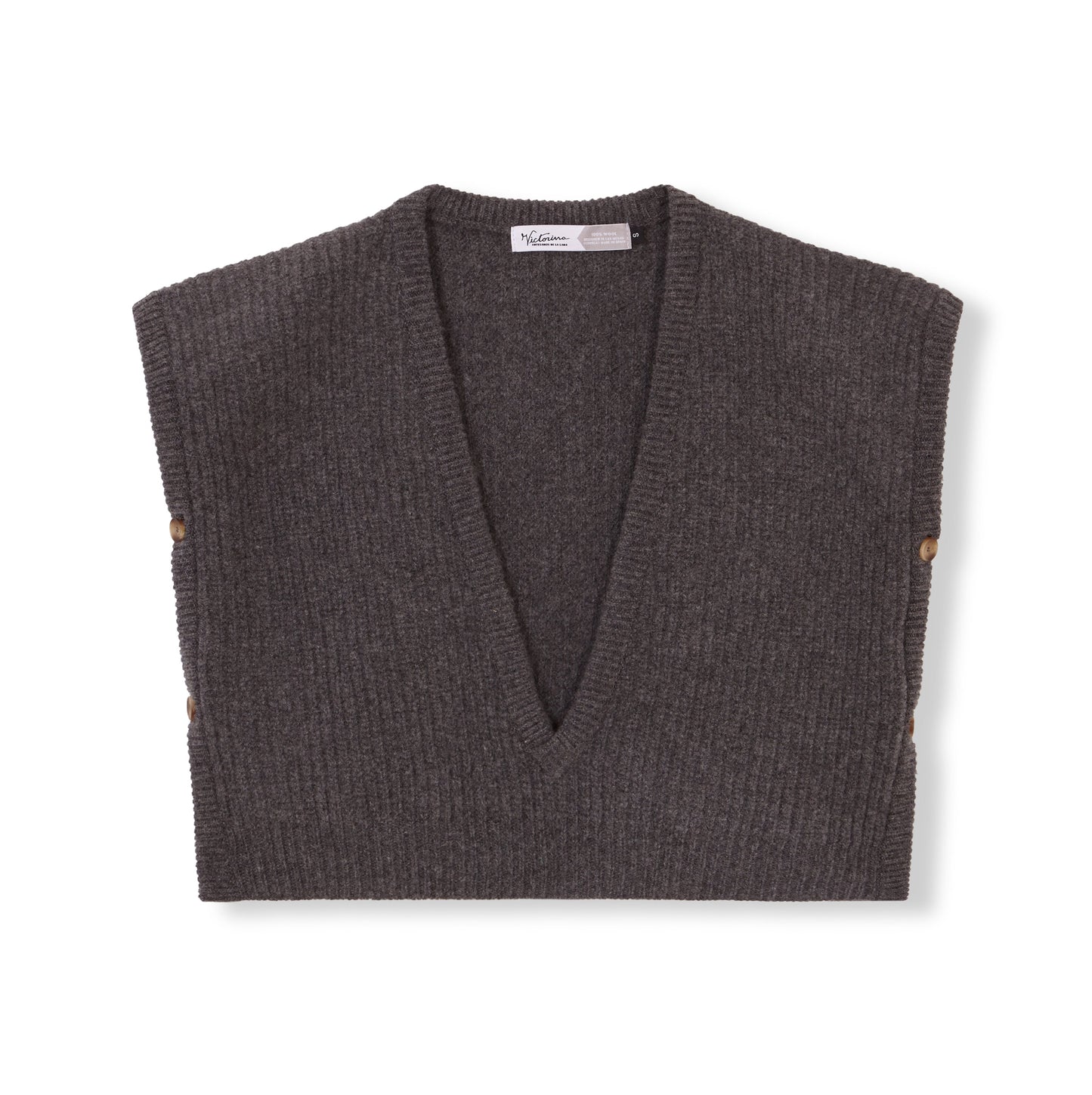 CHALECO PERLADO 100% LANA GRIS