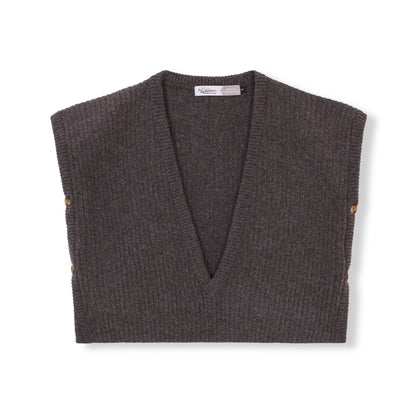 CHALECO PERLADO 100% LANA GRIS