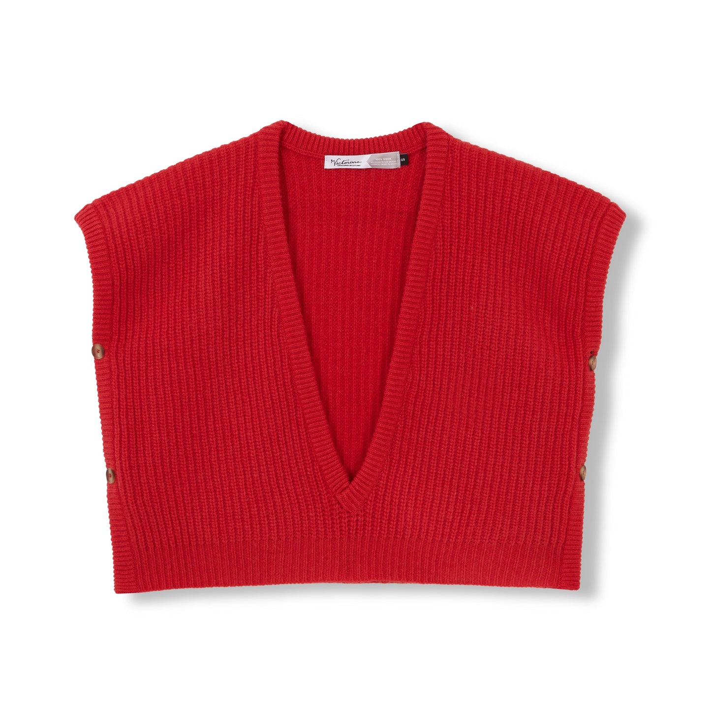 CHALECO PERLADO 100% LANA CORAL